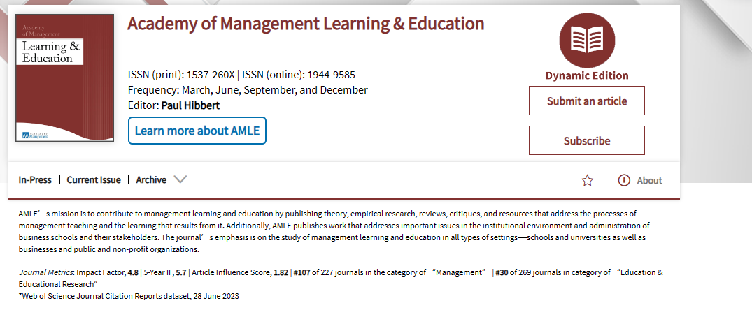 Academy of Management Learning & Education