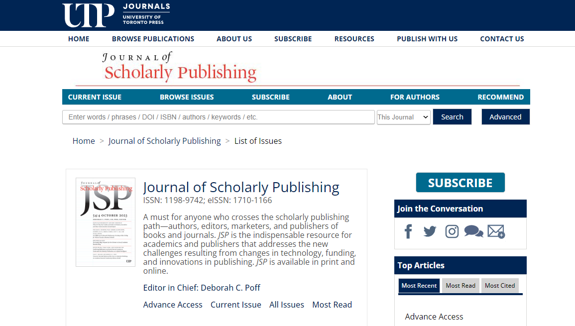 Journal of Scholarly Publishing