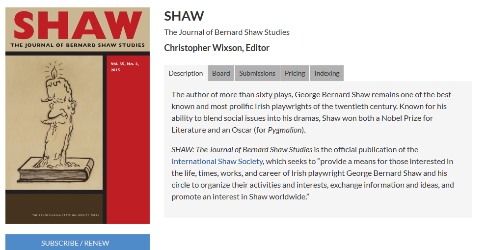 Shaw-The Journal of Bernard Shaw Studies