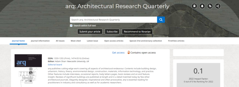 ARQ-Architectural Research Quarterly